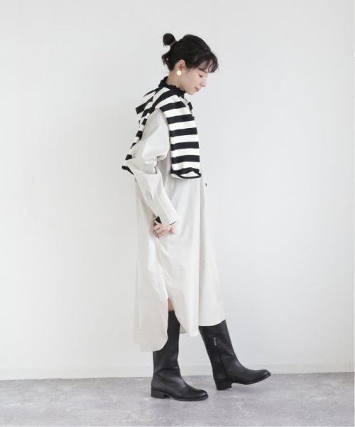 【ESLOW/エスロー】クルーネックロングシャツワンピース