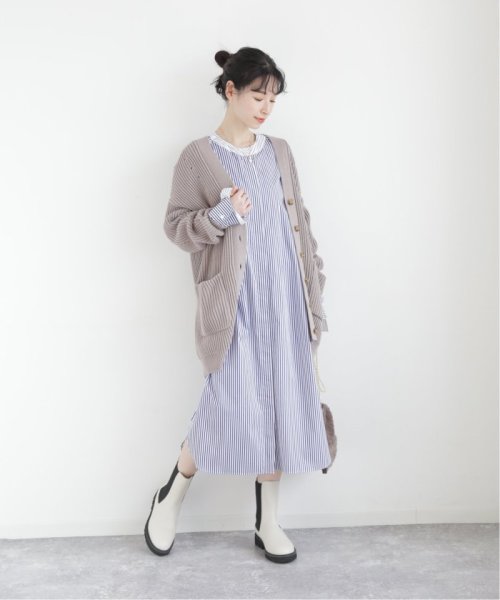 【ESLOW/エスロー】クルーネックロングシャツワンピース