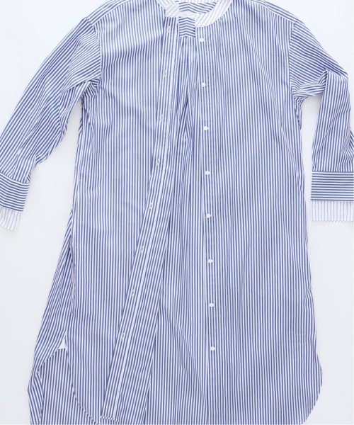 【ESLOW/エスロー】クルーネックロングシャツワンピース