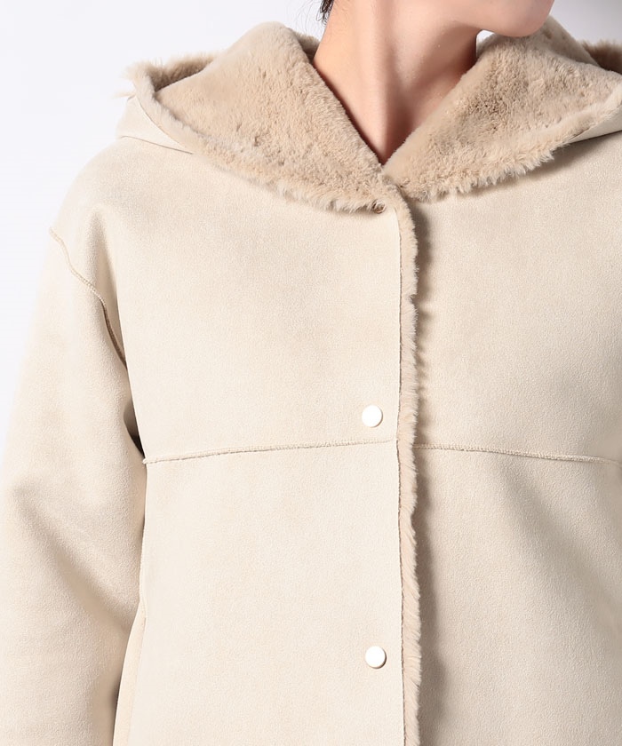 セール 50%OFF】リバーシブルムートンショートフーディー(504248617