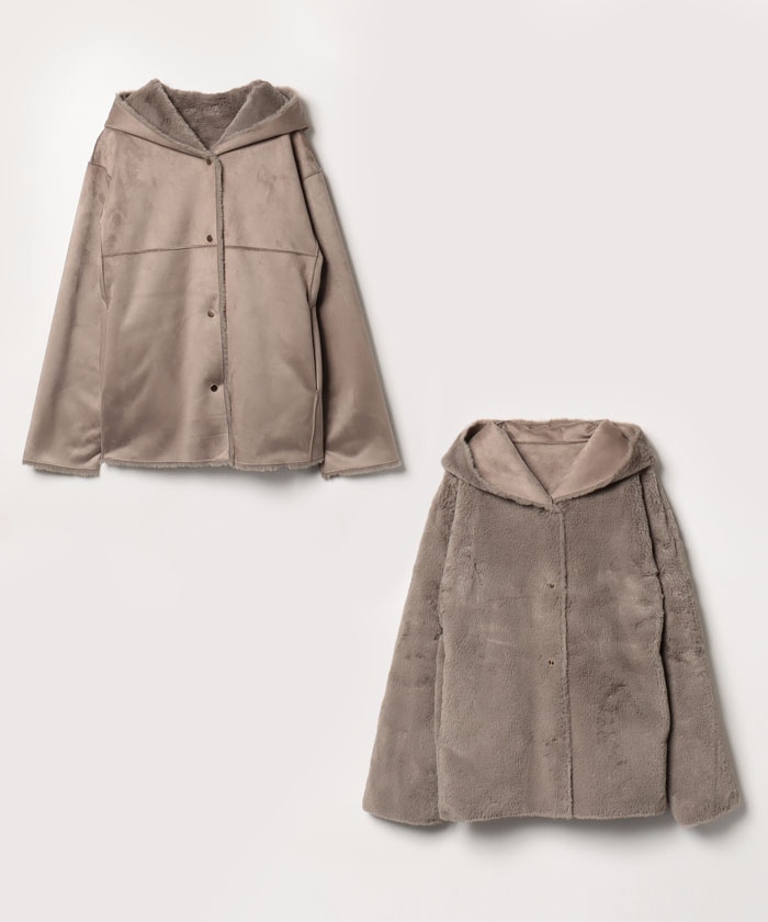 セール 50%OFF】リバーシブルムートンショートフーディー(504248617