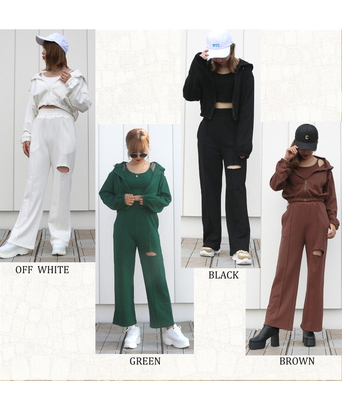 本物 センタープレスダメージスウェットワイドパンツ Tim ティムティム