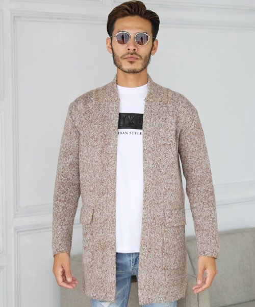 メランジニットコーディガン コーディガン カーディガン コート メンズ ニットカーディガン Cardigan ロング トップス ジギーズショップ Jiggys Shop D Fashion