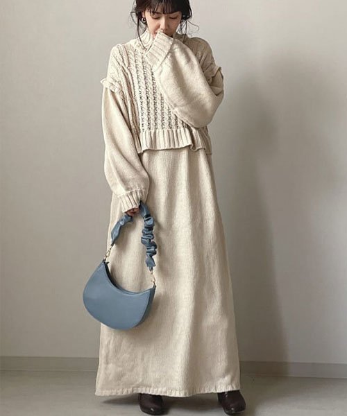 クーポン Web限定 レイヤード風ニットワンピース バブ Bab D Fashion
