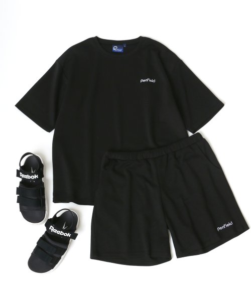 Lazar】Penfield/ペンフィールド 【セットアップ】 オーバーサイズ ワンポイント ロゴ刺繍 スウェット 半袖Tシャツショートパンツ/ルームウェア(504253892) ラザル(LAZAR) d fashion Penfield メンズハーフパンツ アクティブ Mサイズ ブラック 黒