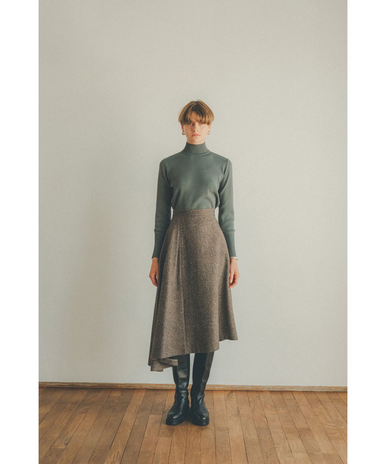 セール 50%OFF】MIX TWEED ASYMMETRY FLARE SKIRT(504330416) | クラネ