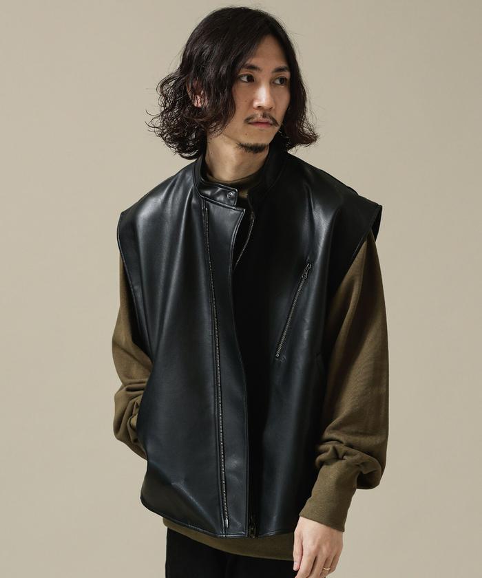 セール 80%OFF】VEGAN LEATHER フルZIPベスト(504199658) | ナノ ...