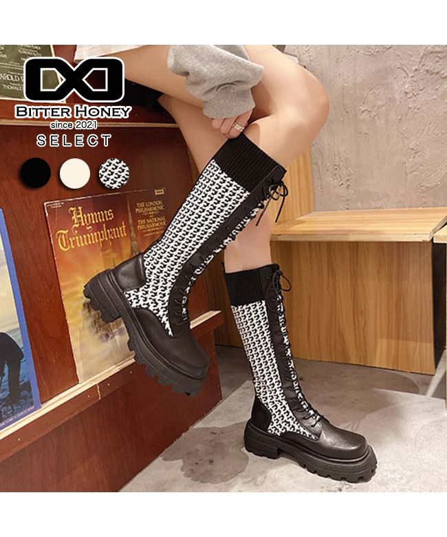 セール 74%OFF】ロングブーツ 厚底 編み上げブーツ レースアップ セール 74%OFF】ロングブーツ 厚底 編み上げブーツ レースアップ