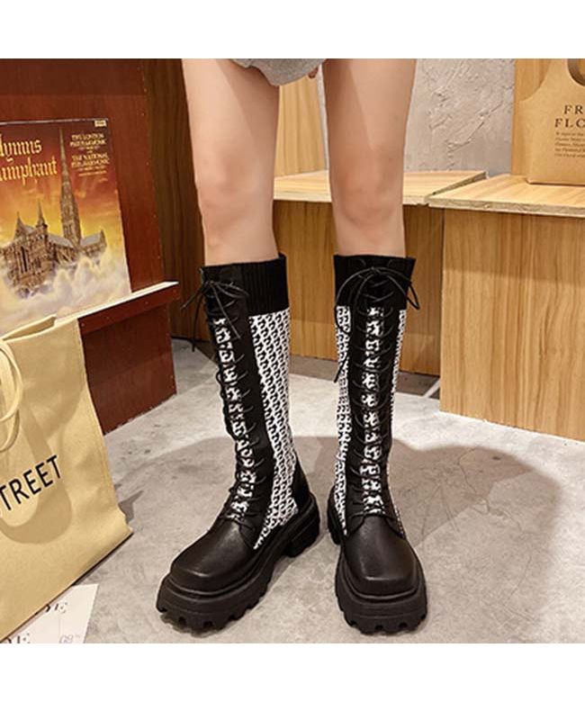 セール 74%OFF】ロングブーツ 厚底 編み上げブーツ レースアップ セール 74%OFF】ロングブーツ 厚底 編み上げブーツ レースアップ