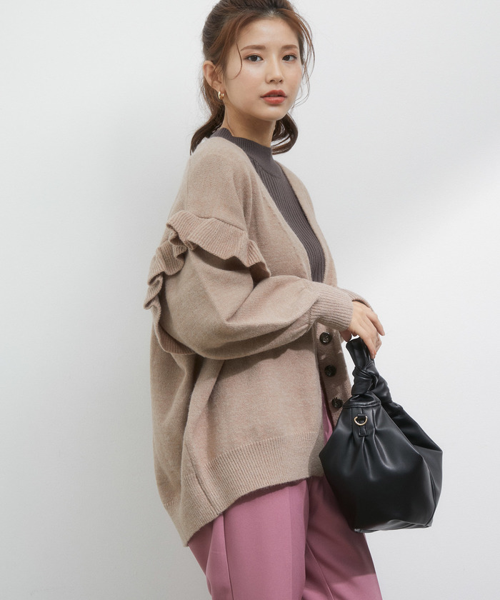 タグ付き COACH ミドルゲージショールカーディガン