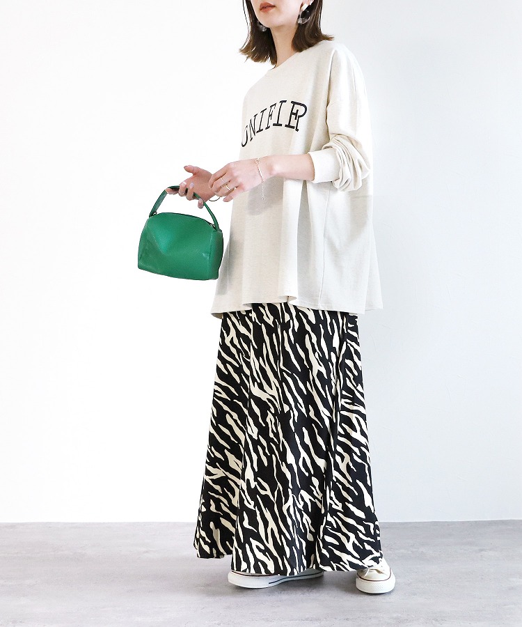 【77circa beams】リメイク　ゼブラ柄　ロングスカート B:MING by BEAMS ゼブラ柄 プリーツロングスカート M - メルカリ
