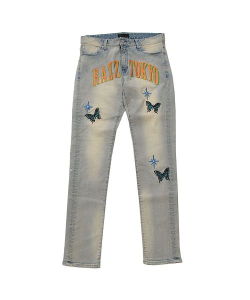 ラズ RAZZ RAZZIS 刺繍入りストレッチデニムパンツ メンズ