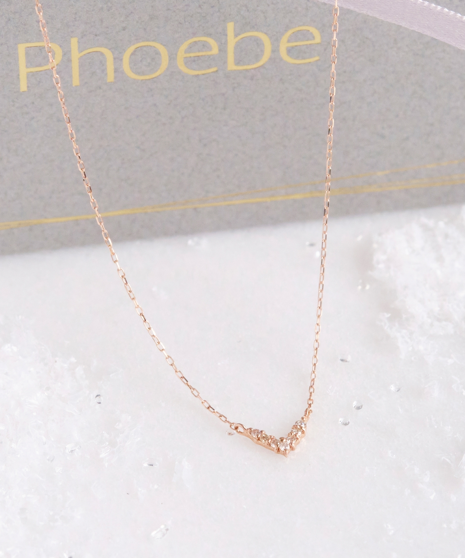 フィービィー Phoebe 【K10RG】Vラインダイヤモンドネックレス