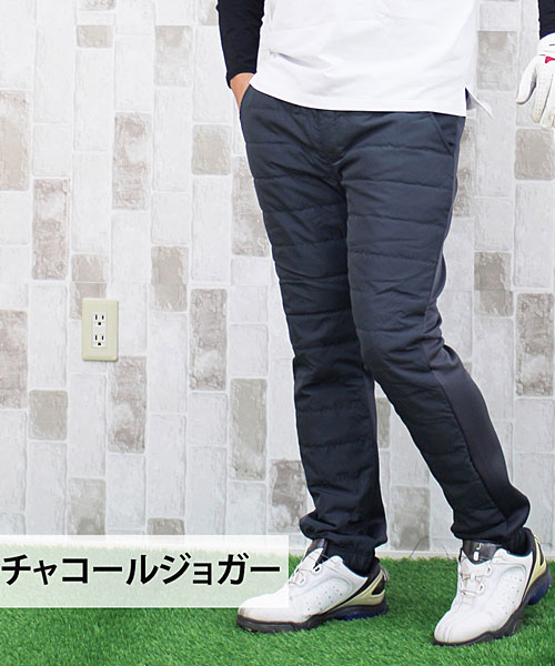 細見えダウンパンツ　韓国ゴルフウェア　BLACK White 細見えダウンパンツ 韓国ゴルフウェア BLACK White