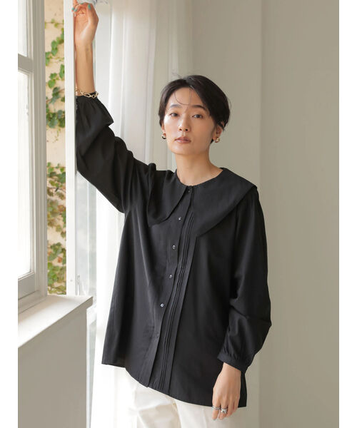 セール 50%OFF】BIGカラーフロントタックブラウス(504352428 セール 50%OFF】BIGカラーフロントタックブラウス(504352428