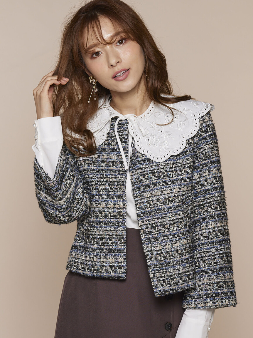新品★QUEENS COURT★クイーンズコート★ツイードジャケット★スーツ セール】 千鳥ツイードジャケット≪セットアップ対応