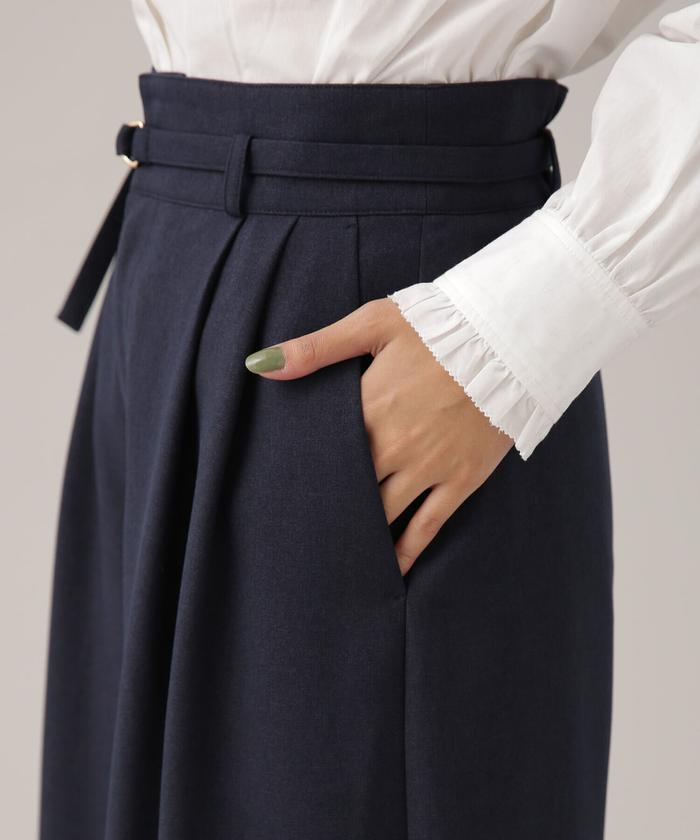 ネイビー ワイドパンツ ベルト付き ネイビー ワイドパンツ ベルト付き