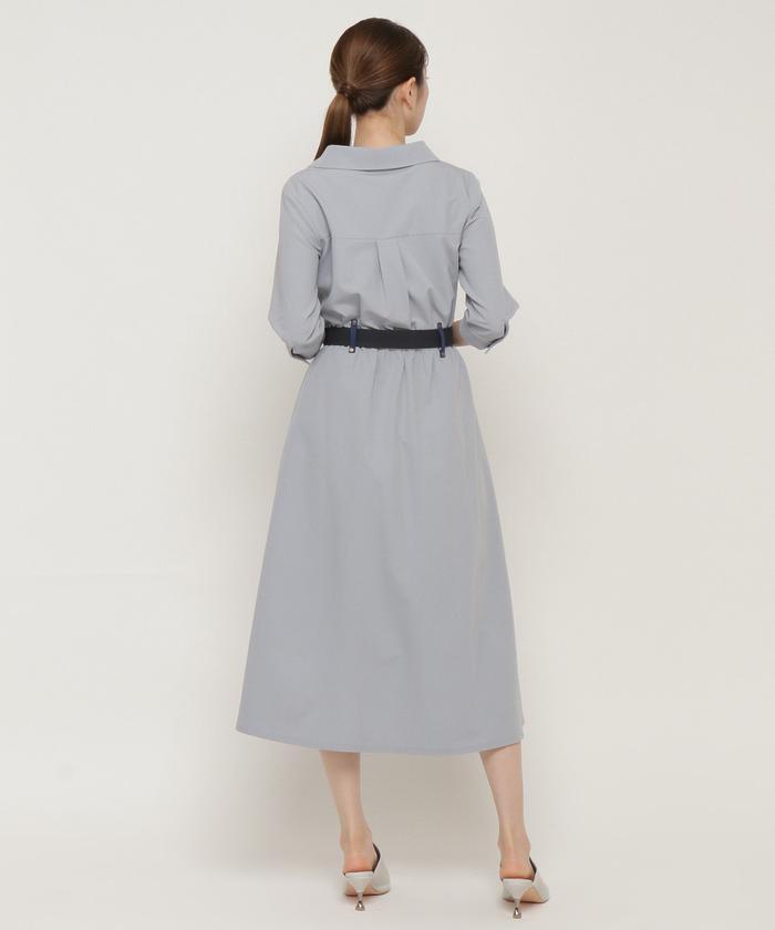 セール 20%OFF】7分袖バイカラーシャツワンピ(504356845