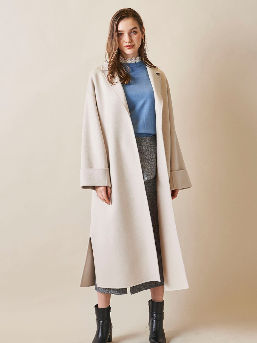 【美品】Viaggio Blu ノーカラーコートXL ブルー 15号 セール 60%OFF】ビアッジョブルー Viaggio Blu 【大きいサイズ