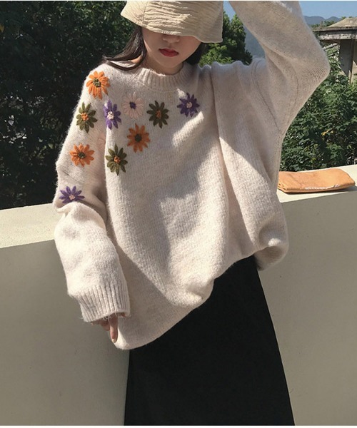 セール】花刺繍ニットセーター(504354684) | aimoha（アイモハ 
