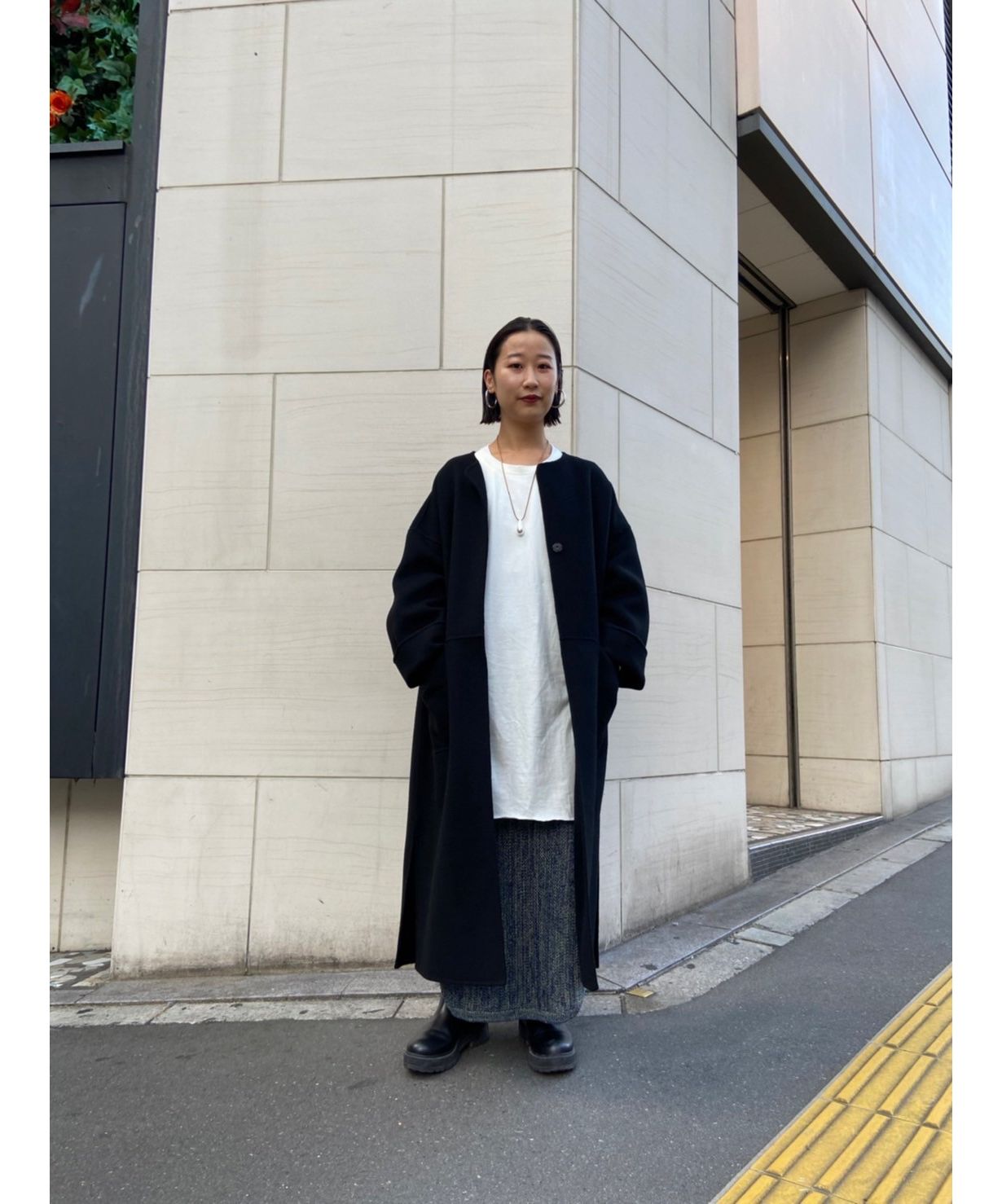 no collar rever coat(504338012) | ブラックバイマウジー(BLACK BY