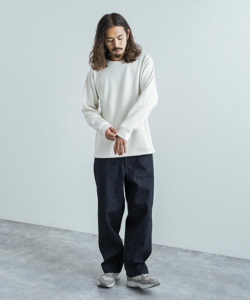 カットソー サーマルニット ハニカム 長袖Tシャツ メンズ レディース 日本製 カジュアル ボンバーヒート 爆暖 トレーナー スウェット 国産 スプリットスリー