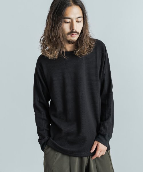 カットソー サーマルニット ハニカム 長袖Tシャツ メンズ レディース 日本製 カジュアル ボンバーヒート 爆暖 トレーナー スウェット 国産 スプリットスリー