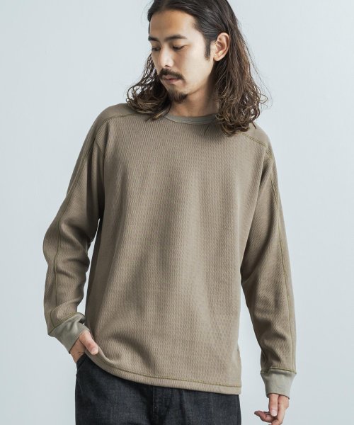 カットソー サーマルニット ハニカム 長袖Tシャツ メンズ レディース 日本製 カジュアル ボンバーヒート 爆暖 トレーナー スウェット 国産 スプリットスリー