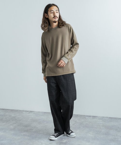 カットソー サーマルニット ハニカム 長袖Tシャツ メンズ レディース 日本製 カジュアル ボンバーヒート 爆暖 トレーナー スウェット 国産 スプリットスリー