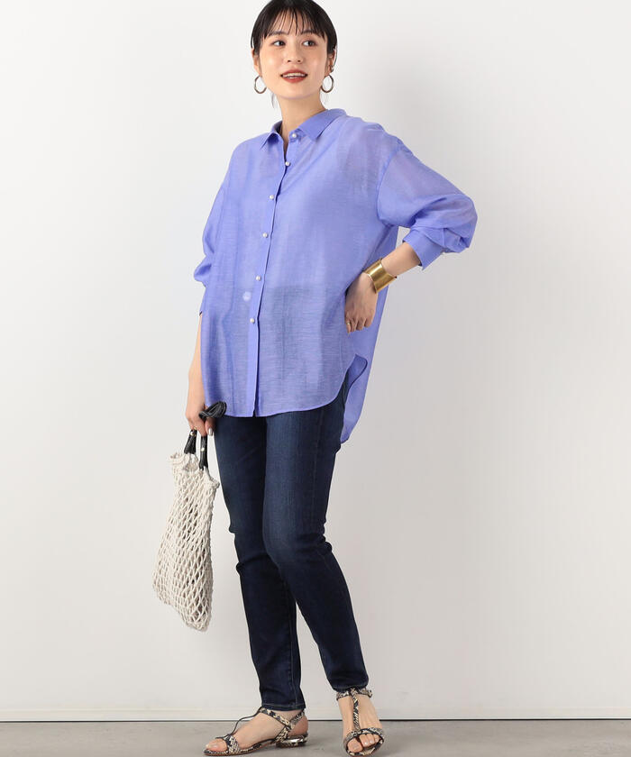 NOLLEY&#39;S - 【新品】ノーリーズ　リネン混シアースラブパール釦シャツ　2way ネイビー 新品】ノーリーズ リネン混シアースラブパール釦シャツ 2way