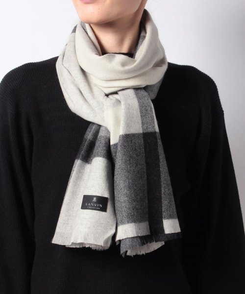 LANVIN COLLECTION(ランバンコレクション) カシミヤ１００％中厚面割ストール