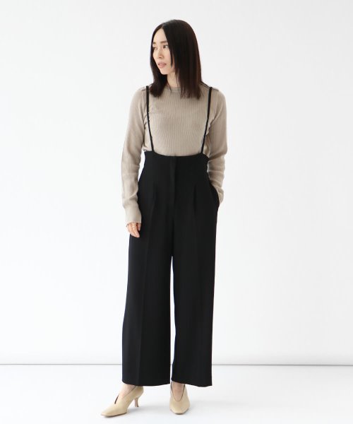 Aga 【手洗い可】細ストラップ サロペットワイドパンツ