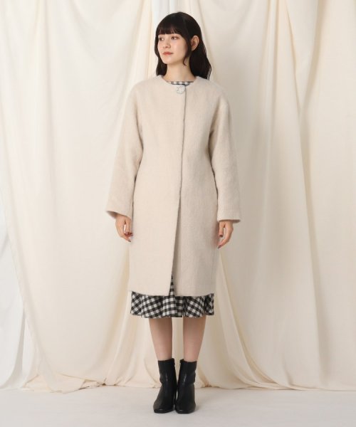 【ブローチ付き】ループシャギーモヘアコート