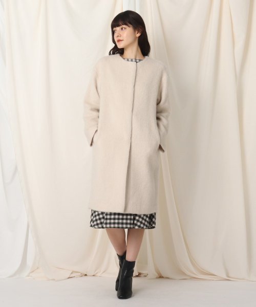【ブローチ付き】ループシャギーモヘアコート