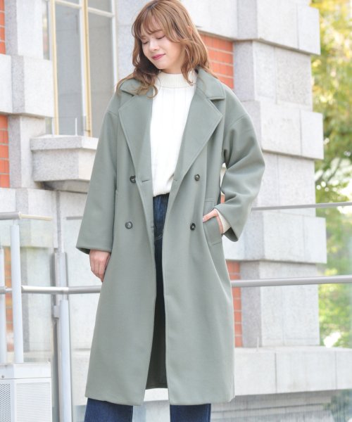 セール ダブルチェスターロングコート アドティエ Ad Thie D Fashion