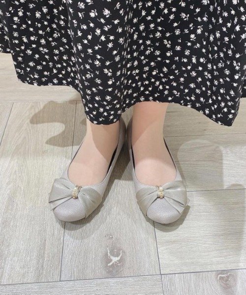 ターバンパールリボンバレエパンプス<ふわさら>