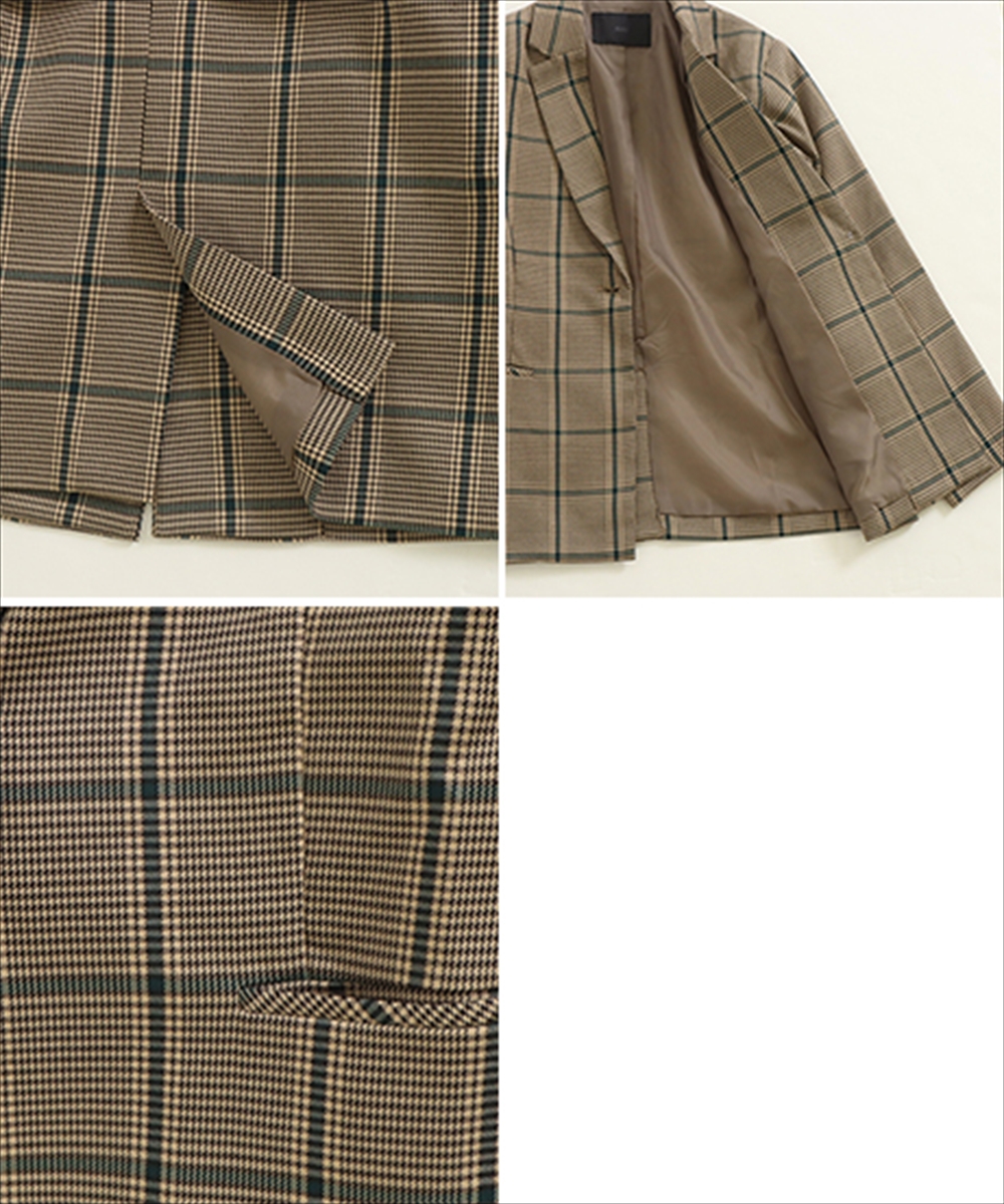 セール 30%OFF】【低身長向けサイズ】チェック柄テーラード セール 30%OFF】【低身長向けサイズ】チェック柄テーラード