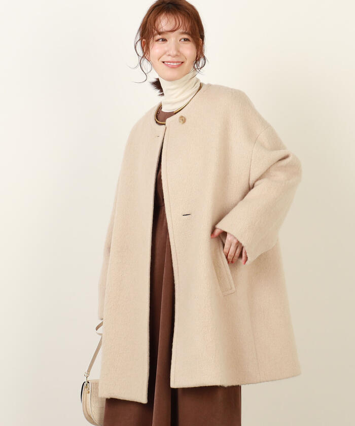 ディズニープリンセスのベビーグッズも大集合 セール】◇【WEB限定カラーあり】モヘアシャギーノーカラー ジャケット・アウター