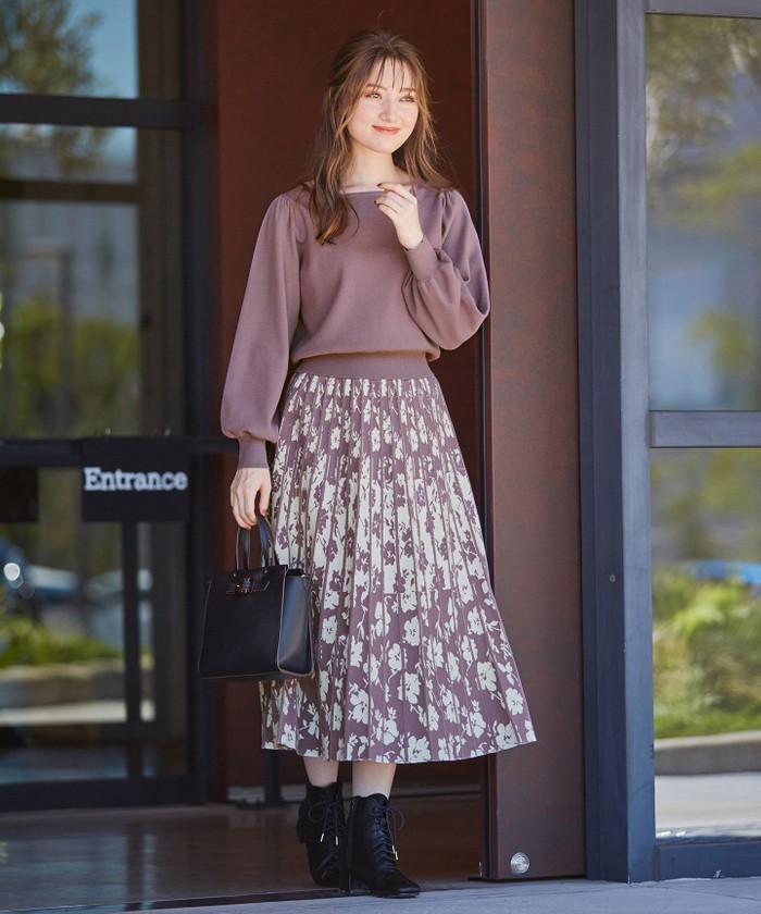 セール 50%OFF】【美人百花コラボ】フラワージャガードスカート