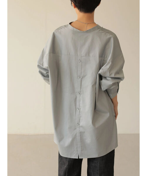 セール 50%OFF】綿サテンスキッパーバックボタンシャツ