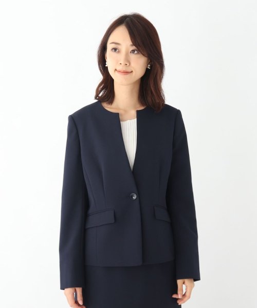 DELEGANT ダブルクロスキーネックジャケット【WEB限定サイズ】