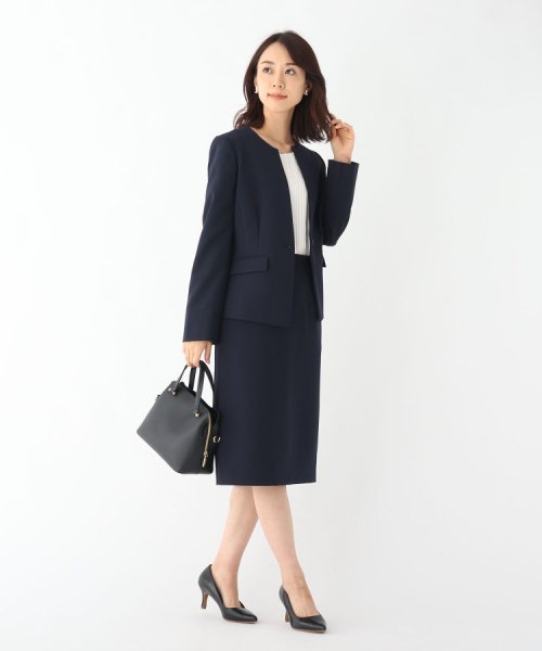 DELEGANT ダブルクロスキーネックジャケット【WEB限定サイズ】