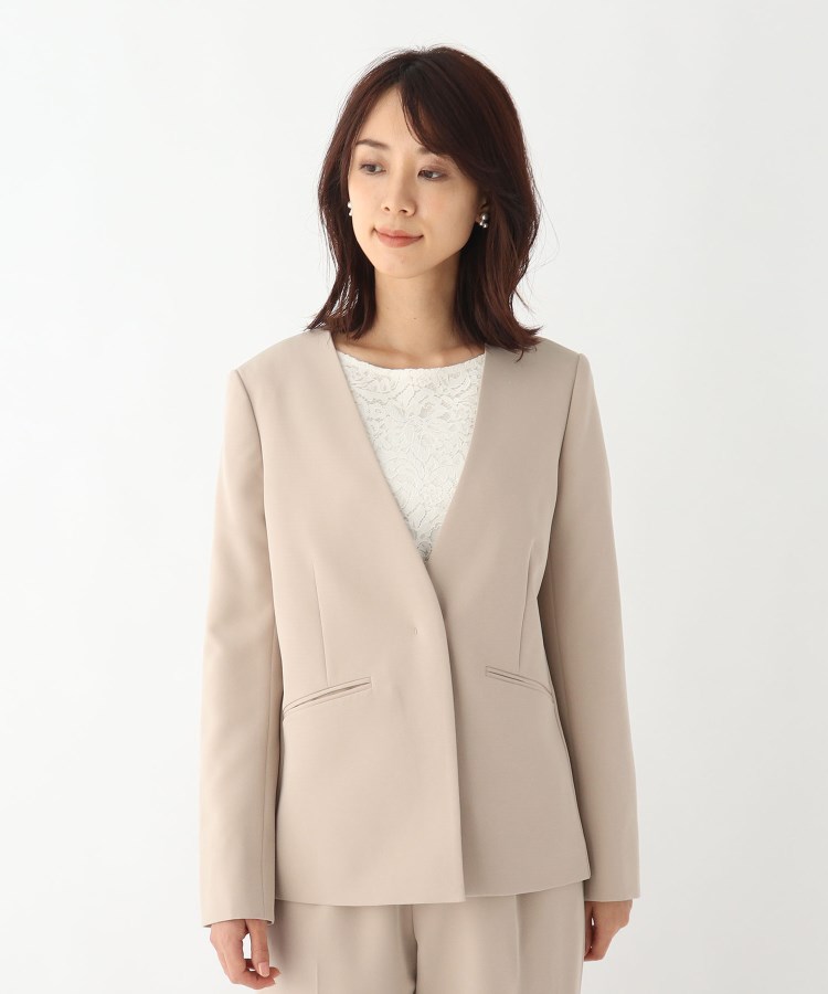 【美品・希少】60s Unknown Vintage Jacket ノーカラー セール】 ライトクロス ノーカラージャケット （ノーカラー