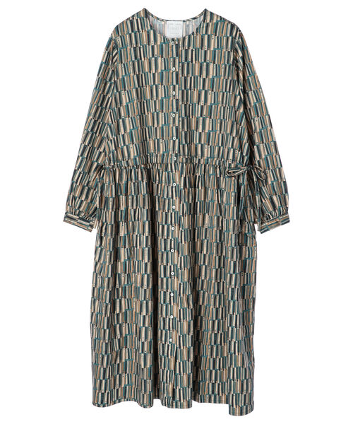 セール 40%OFF】本柄ウエストギャザー綿サテンワンピース