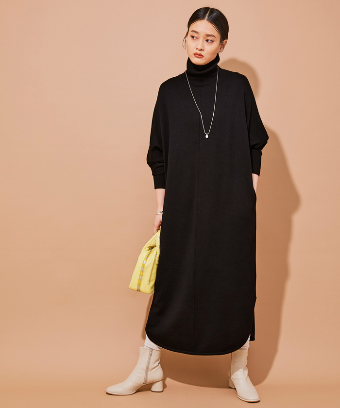 ADAM ET ROPE' アダムエロペ ハケプリントワンピース ブラック Fashion] ファッション ADAM ET ROPE' アダムエロペ ハケ