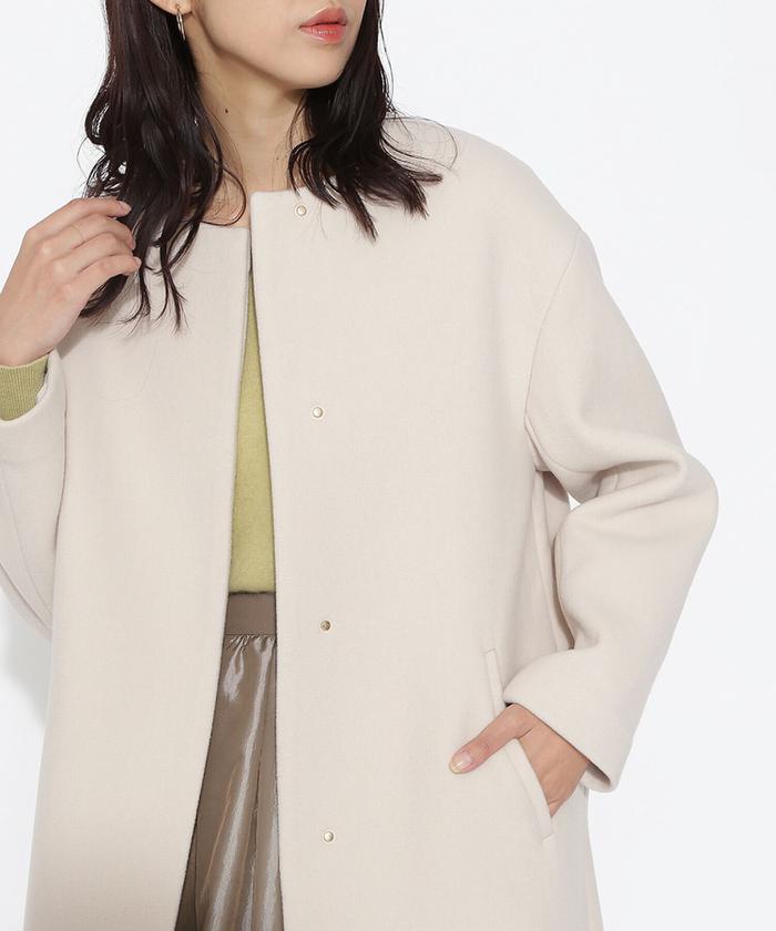 セール 30%OFF】ノーカラーダブルクロスコート(504361648 セール 30%OFF】ノーカラーダブルクロスコート(504361648