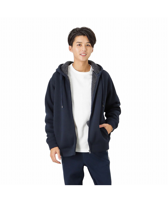 クーポン】NAVY ネイビー ニットフリース裏ボアパーカー MH