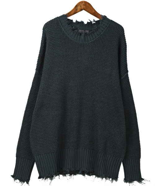 ラグスタイル LUXSTYLE ダメージ加工カットオフニット/ニット ラグスタイル LUXSTYLE ダメージ加工カットオフニット/ニット