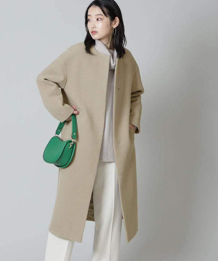 セール 30%OFF】ノーカラーダブルクロスコート(504361648