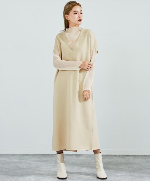 クーポン 裏起毛カットオフ深vネックワンピース セッティミッシモ Settimissimo D Fashion